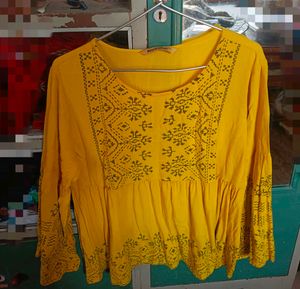 Yellow Embroidered Kurta