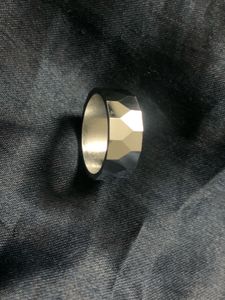 Unisex Geometric Faceted Gunmetal Ring
