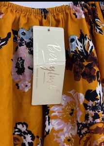 Berrylush Mustard Floral Bardot Top | SIZE XS