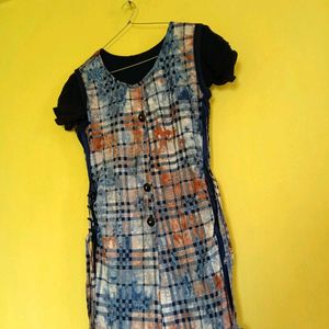 Plaid Button-Up double layer Kurta