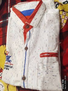 boys/kids White Printed Full Sleeve Shirt