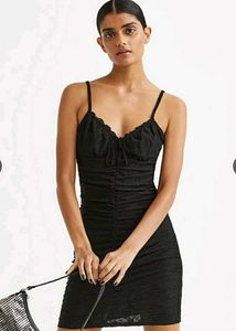 H&amp;M Black Ruched Mini Dress