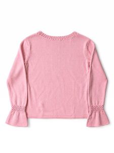 PINK V-NECK CROCHET TRIM KNIT TOP