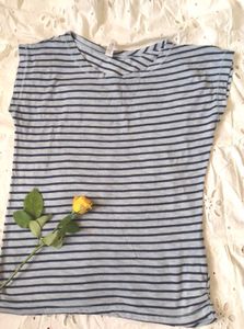 Classic Blue &amp; Navy Striped T-Shirt 100%Cotton
