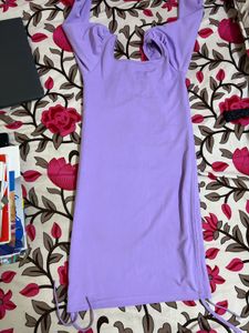 Lavender Puff Sleeve Bodycon Dress