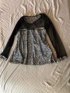 Y2K Leopard Mesh Club Top