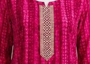 Vibrant Pink Printed Kurta with Embellished Neckli
