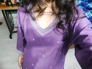 Elegant Lavender Kurta Set with Embellished Neckli