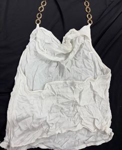 White Halter Top with Chain Detail
