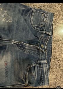 Stylish Embroidered Blue Denim Jeans