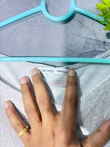 ZARA Stylish Grey Overlap Tunic Top
