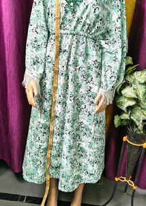 Bohemian Green Floral Kaftan Kurti