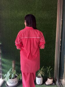 Stylish Pink Striped Co-ord Set