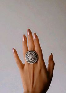Vintage Oxidised Silver Necklace &amp; Ring Set