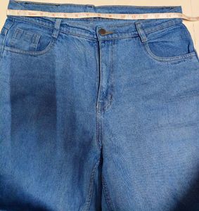 Blue Denim Wide Leg Jeans