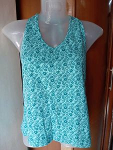 Turquoise Floral Halter Top