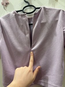 Lavender cut out crop top with back zip
