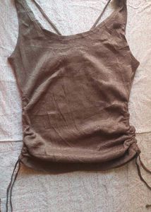 Stylish Brown Ring Detail Top