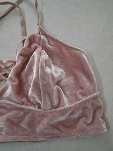 Pink Velvet Criss-Cross Bralette