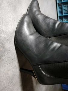 Black Pointed-Toe Stiletto Ankle Boots