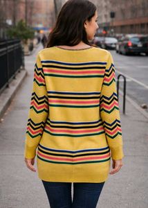 Retro Mustard Chevron Sleeve Sweater