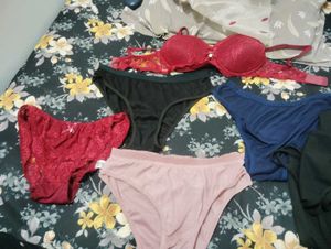 Lace Bra &amp; Panty Set and duppata with short dress