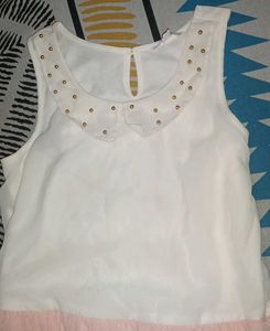 White &amp; Pink Sleeveless Dress