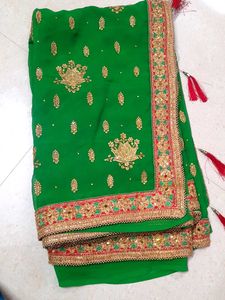 Work Saree With Designer Blouse