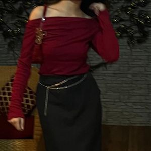 Stylish Red off shoulder Long Sleeve Top
