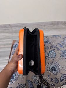 Orange Quilted Crossbody Bag