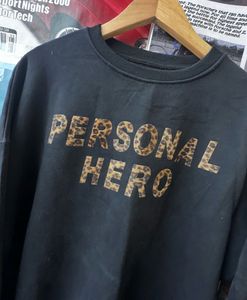 Black "Personal Hero" Graphic Sweatshirt