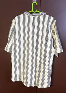 Zara Men's Short Sleeve Zigzag Pattern Shirt