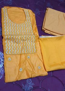 Unstitched Suit Set With Bottom And Dupatta