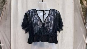 76209. Black Lace Back Tie Top