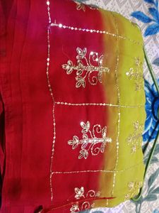 Green pink saree with blouse 44 inch Android