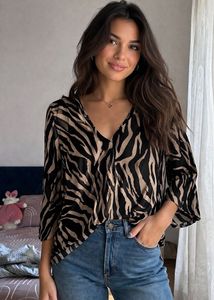Stylish Zebra Print V-Neck Top