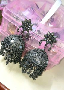 Oxidized Jhumka Earrings