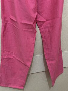 Pink Wide Leg Cotton Pants