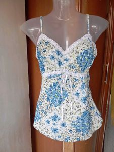 Floral Cami Top with Lace Trim