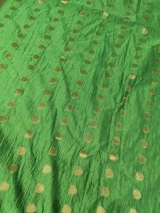 Vibrant Green duptta with Gold Dots