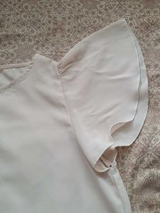 Beige Flutter Sleeve Top