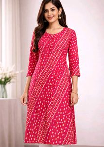 Beautiful Pink Bandhani Print Kurta