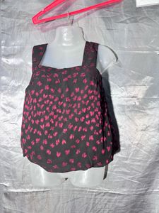 Chic Black &amp; Pink Floral Sleeveless Top