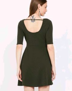 Olive Green Fit &amp; Flare Dress