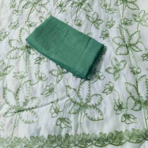 GreenUnstitched Suit Dress Material , partywear su
