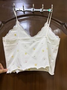 White PRIMARK brand new Floral Lace Trim Cami Top