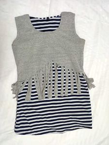Striped Tunic with Fringed Overlay