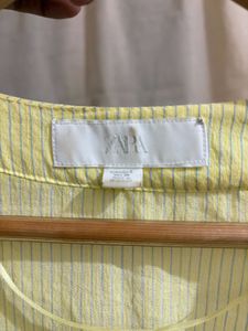 Light Yellow Striped Wrap Top