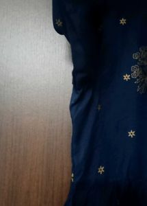 Elegant Navy Blue Kurta with Gold Print
