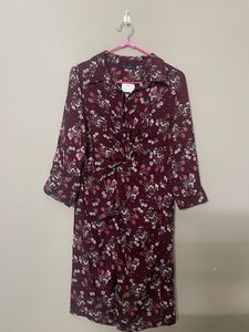 (NEW) Floral Print Twist-Front Dress